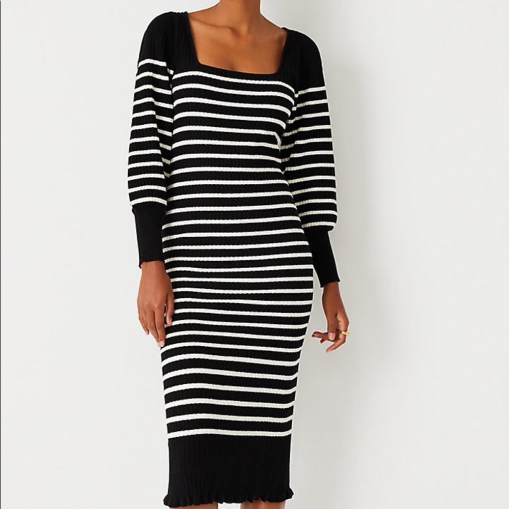 NWOT ANN TAYLER-Petite Striped midi Sweater dress.